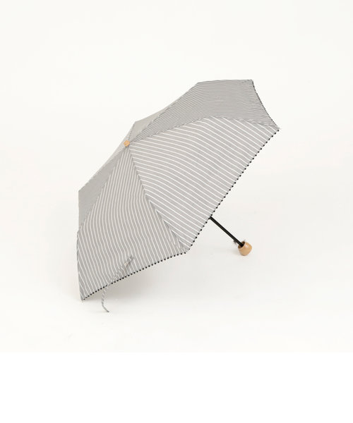 シェル刺繍ストライプ晴雨兼用折りたたみ傘 日傘