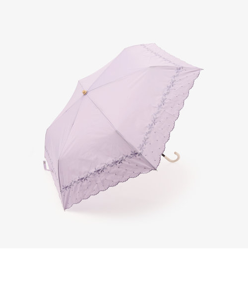 ヘムフラワー刺繍晴雨兼用折りたたみ傘 日傘