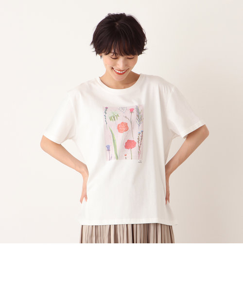 ワイドTシャツ/フラワー/itabamoe