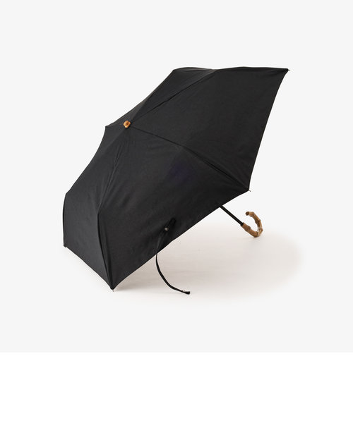 プレーンカラーバンブーハンドル晴雨兼用折りたたみ傘 日傘