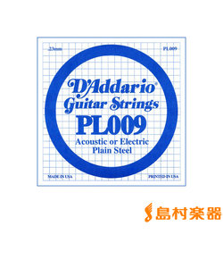 PL009 アコギ／エレキギター兼用弦 Plain Steel 009 【バラ弦1本】