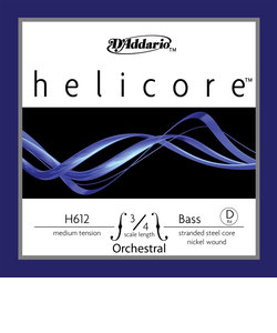 HH612 コントラバス弦 Helicore Hybrid Bass Strings ミディアムテンション 3/4スケール D線 【バラ弦1本】