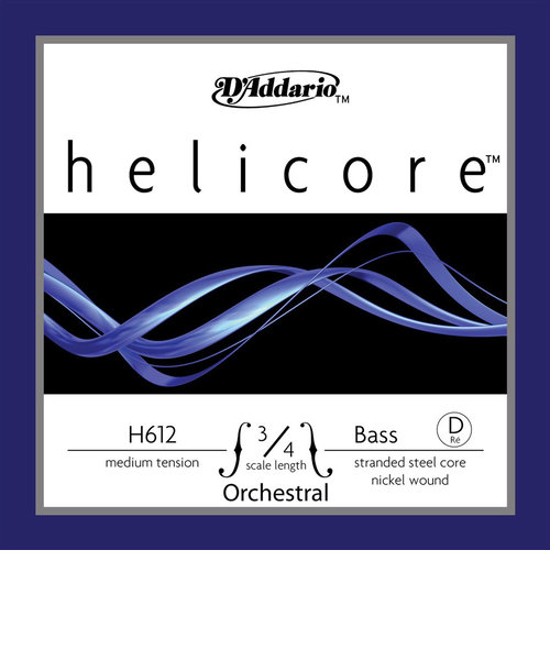 H612 コントラバス弦 Helicore Orchestral Bass strings ミディアムテンション 3/4スケール D線 【バラ弦1本】