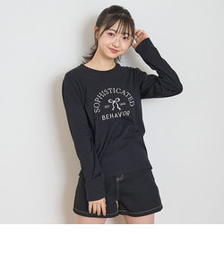 リボン刺繍長袖Tシャツ