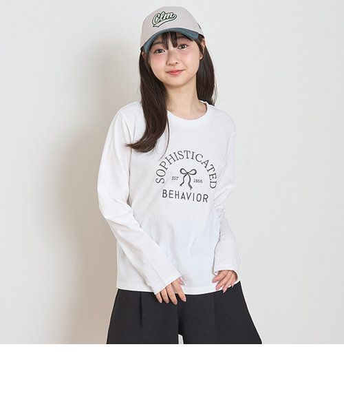 リボン刺繍長袖Tシャツ