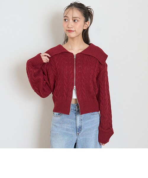 洗える】ケーブルニットZIPカーデ | Lovetoxic（ラブトキシック）の 