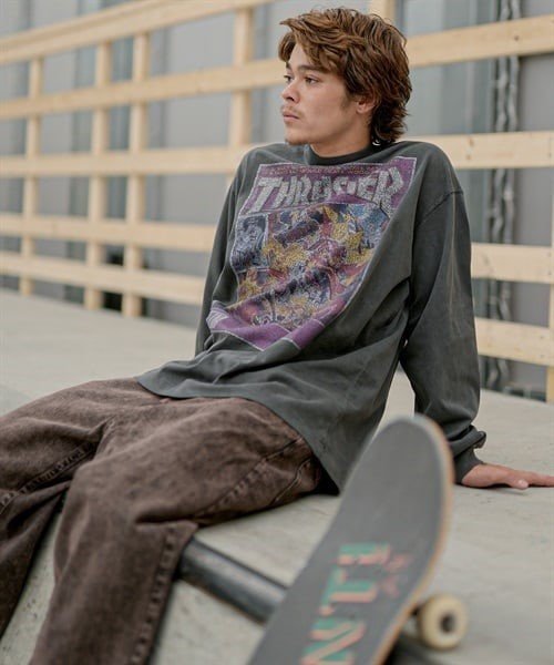 【ムラサキスポーツ別注】THRASHER(スラッシャー) 23FW/長袖Tｼｬﾂ/ロンT/ビックシルエット/23MS-PLS2/ﾒﾝｽﾞ･ﾚﾃﾞｨｰｽ･ﾕﾆｾｯｸｽ/ムラサキスポーツ