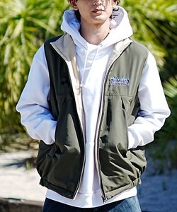 【ムラサキスポーツ別注】THRASHER(スラッシャー)リバースブルベスト/ルーズフィット/ナイロン/フリース /スタンドカラー/23MS-JKT2/ﾒﾝｽﾞ･ﾚﾃﾞｨｰｽ･ﾕﾆｾｯｸｽ/ムラサキスポーツ