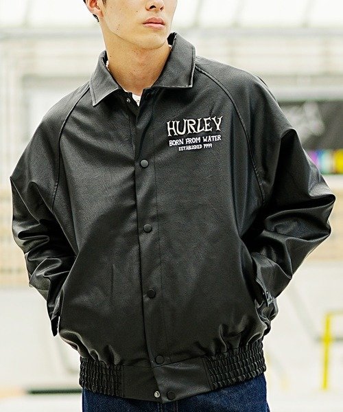Hurley(ハーレー)ライダースジャケット/シンセティックレザー/バック 
