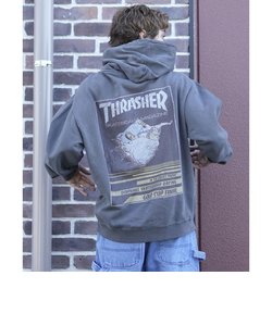 【ムラサキスポーツ別注】THRASHER(スラッシャー)長袖パーカー/ピグメント染/カスレバックプリント/ヴィンテージライク/23MS-PHD2/ユニセックス/メンズ/レディース/ムラサキスポーツ