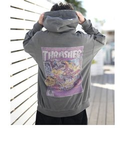 【ムラサキスポーツ別注】THRASHER(スラッシャー)長袖パーカー/ピグメント染/カスレバックプリント/ヴィンテージライク/23MS-PHD2/ユニセックス/メンズ/レディース/ムラサキスポーツ