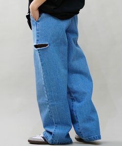 【ムラサキスポーツ別注】Dickies(ディッキーズ)ロングパンツ/デニムパンツ/サイドカットオフ/DENIM SIDE CUT OFF PANTS/80488400/2024モデル/レディース/ムラサキスポーツ