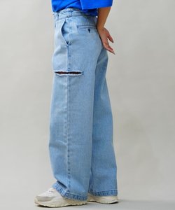 【ムラサキスポーツ別注】Dickies(ディッキーズ)ロングパンツ/デニムパンツ/サイドカットオフ/DENIM SIDE CUT OFF PANTS/80488400/2024モデル/レディース/ムラサキスポーツ