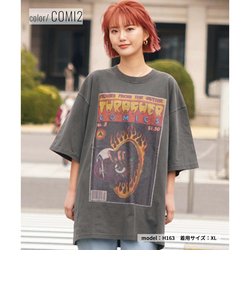 【ムラサキスポーツ限定】THRASHER(スラッシャー）半袖Tシャツ /ピグメント加工/コミックプリント/ビックシルエット/THMS-24SPCOMICT/ユニセックス/メンズ/レディース/ムラサキスポーツ