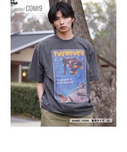 【ムラサキスポーツ限定】THRASHER(スラッシャー）半袖Tシャツ /ピグメント加工/コミックプリント/ビックシルエット/THMS-24SPCOMICT/ユニセックス/メンズ/レディース/ムラサキスポーツ