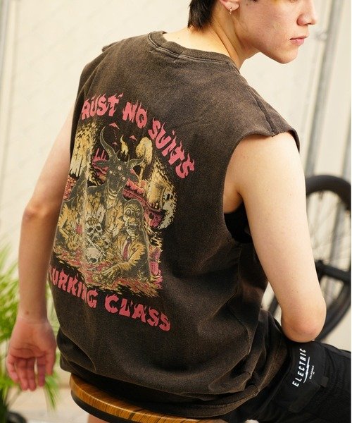 【ムラサキスポーツ限定】LURKING CLASS(ラーキングクラス)ノースリーブTシャツ/カットオフタンク/マッスルタンク/古着風/ST24STM20/2024モデル/ユニセックス/メンズ/レディース/ムラサキスポーツ