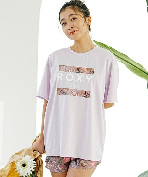 ROXY(ロキシー)3点セット水着/水陸両用ラッシュTシャツ/ボタニカル柄ビキニ/RSW241009/2024モデル/レディース/ムラサキスポーツ