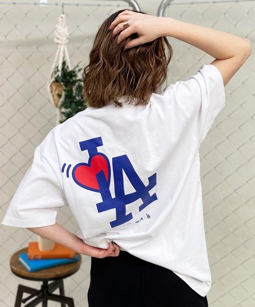 【ムラサキスポーツ限定】NEW ERA(ニューエラ)半袖Tシャツ/バックプリント/MLB/ロサンゼルス・ドジャース/LA ロゴ/14334741/2024モデル/レディース/ムラサキスポーツ