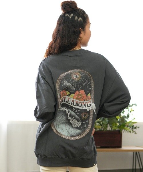 BILLABONG(ビラボン)長袖トレーナー/BE014-002/ルーズシルエット/スウェット/バックプリント/2024モデル/レディース/ムラサキスポーツ