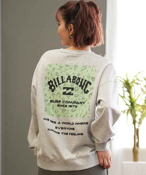 BILLABONG(ビラボン)長袖トレーナー/BE014-003/スウェット/バックプリント/ボーイフィット/2024モデル/レディース/ムラサキスポーツ