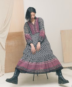 COTTON ETHNIC KOMON PRINT DRESS/コットンエスニック小紋柄ワンピース