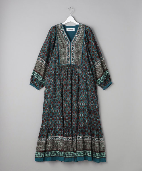 COTTON ETHNIC KOMON PRINT DRESS/コットンエスニック小紋柄ワンピース ...