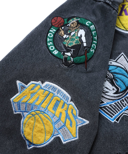 別注 NBAチームワッペン刺繍 デニムコーチジャケット/ワッペン刺繍