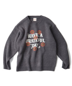 別注 HAVE A GRATEFUL DAY LOGO CREW NECK KNIT PO/ロゴ クルーネックニット