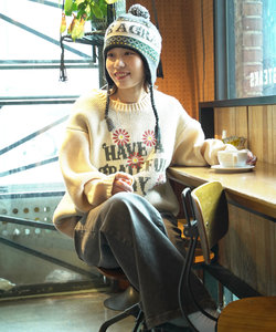 別注 HAVE A GRATEFUL DAY LOGO CREW NECK KNIT PO/ロゴ クルーネックニット