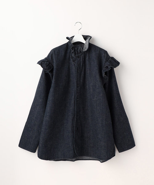 DENIM RUFFLE BIG SHIRT/デニムラッフルビッグシャツ | FREAK'S STORE