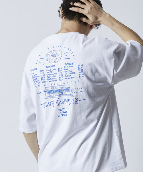 限定展開】別注 ビッグシルエット CITY DONUTS バックプリントTシャツ