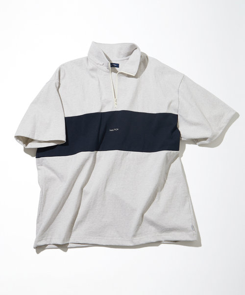 Panel Border Half Zip Tee/パネル ボーダー ハーフジップ Tシャツ