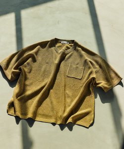 ミックスカノコクルーネックニットTEE/リラックスフィット ポケットTシャツ