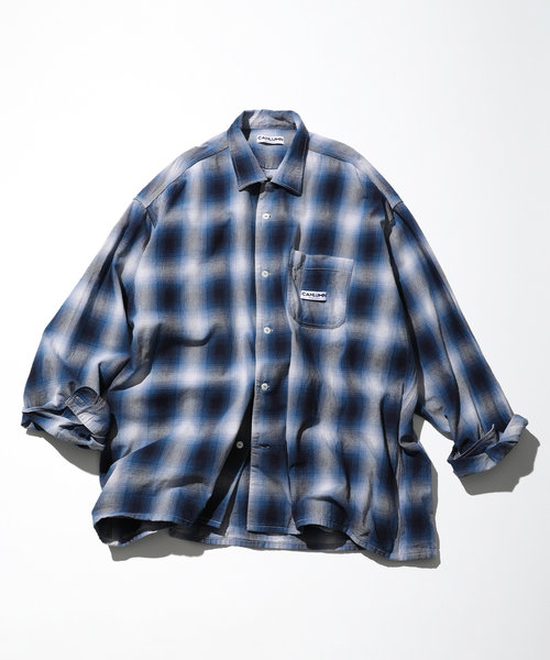 Magazine Pocket  Open Collar Shirt(Ombre)/マガジンポケット オープンカラーシャツ オンブレチェック