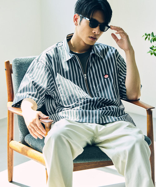 別注 ハーフジップ ワンポイント 半袖ワークシャツ/SP H/Z SS SHIRT