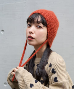 別注 Mohair knit ear cord cap/モヘア ニット イヤー コード キャップ/ビーニー