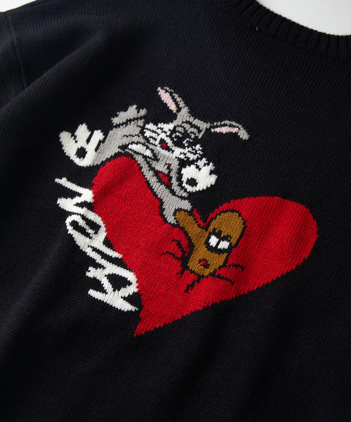 Rabbit heart Crewneck Knit Pullover/ラビットハート クルーネック