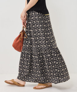 インド 配色総柄刺繍スカート
