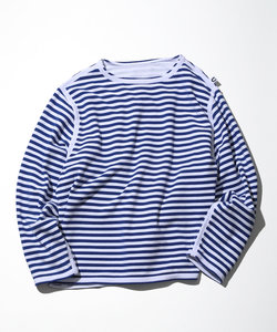 Boat Neck Horizontal  Stripe french terry Long Sleeve Tee/ボート ネック ホライゾン ストライプ フレ