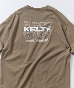 限定展開 KELTY×FREAK'S STORE/ケルティ 別注 ビッグシルエット マウンテンデザイン バックプリント クルーネックTシャツ