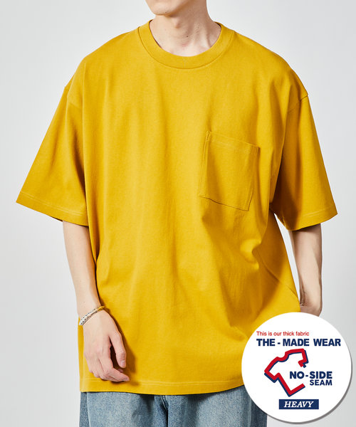 ヘビーウェイト NO-SIDE SEAM クルーネック ポケットTシャツ/丸胴/10.5オンス/USA COTTON