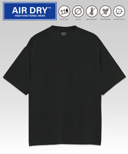 AIRDRY 高機能素材 7.7オンス ビックシルエット クルーネック ポケットTシャツ/エアドライ ポリエステル Tシャツ/吸水速乾/遮熱性/UVカット