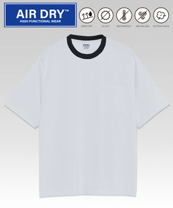 AIRDRY 高機能素材 7.7オンス ビックシルエット クルーネック ポケットTシャツ/エアドライ ポリエステル Tシャツ/吸水速乾/遮熱性/UVカット