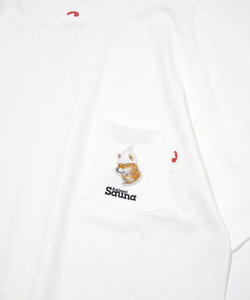 クルーネック ワンポイントロゴ ショートスリーブポケットTシャツ 柴犬/半袖/サウナアニマル