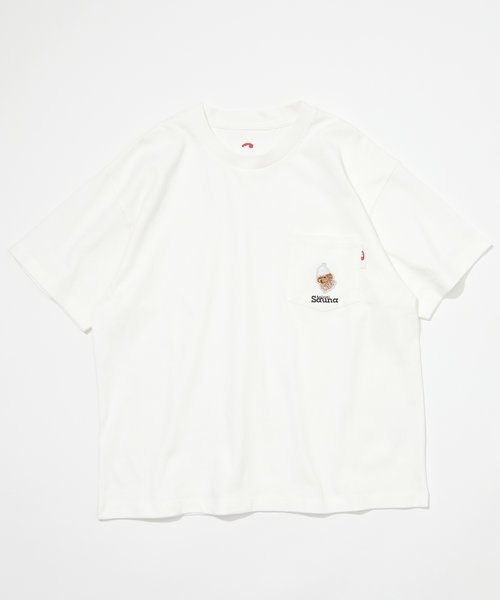 クルーネック ワンポイントロゴ ショートスリーブポケットTシャツ トイプードル/半袖/サウナアニマル