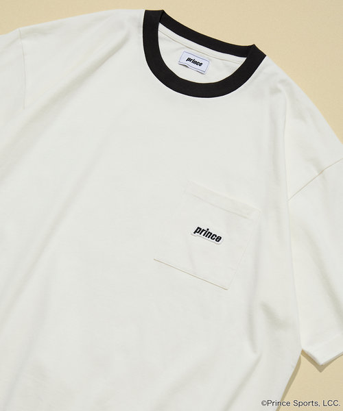 prince ワンポイントロゴ クルーネック ポケットTシャツ/リンガーデザイン
