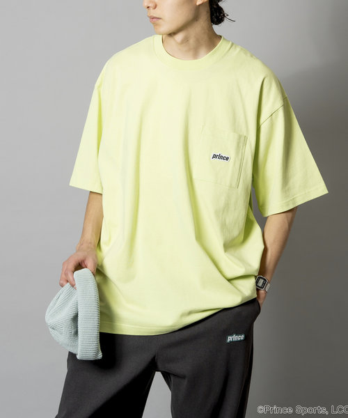 prince ワンポイントロゴ クルーネック ポケットTシャツ/リンガーデザイン