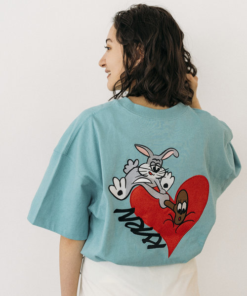 Rabbit heart S/S/ラビット ハート ショートスリーブTシャツ/半袖Tシャツ/バックプリント/ハートモチーフ