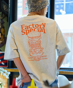 限定展開 Burger Factory×FREAK'S STORE/バーガーファクトリー 別注 ビッグシルエット バックプリント クルーネックTシャツ