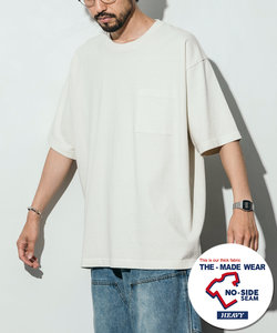 ヘビーウェイト NO-SIDE SEAM クルーネック ピグメント ポケットTシャツ/丸胴/10.5オンス/USA COTTON